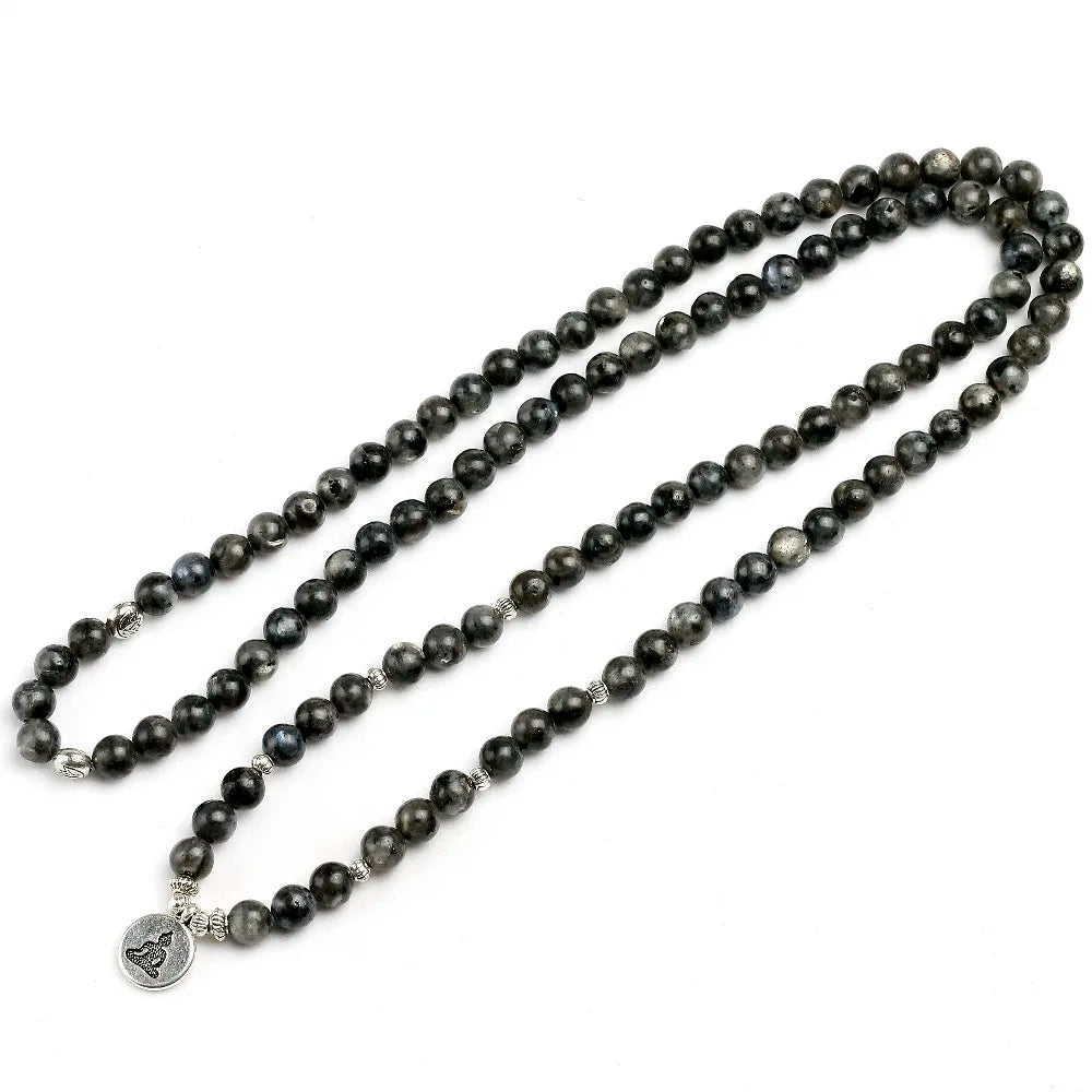 Labradorite Mala Bracelet - Tibetan Buddhist Prayer Beads - Protection & Transformation | Buddhive