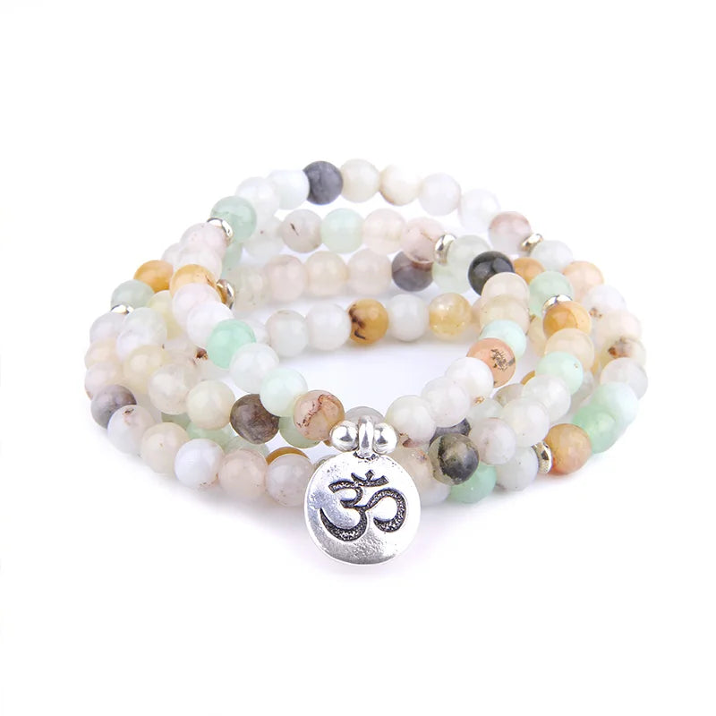 Tibetan Mala Bracelet Turquoise Stone - Natural Gemstone Prayer Beads for Meditation | Buddhive
