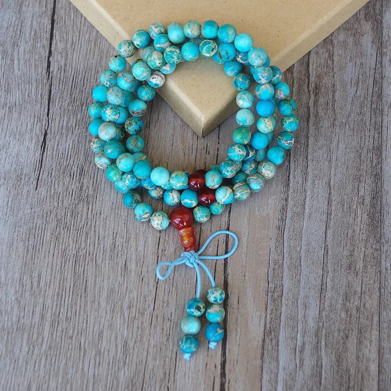 Tibetan Turquoise Mala Beads Bracelet - Authentic Buddhist Prayer Beads - Meditation | Buddhive