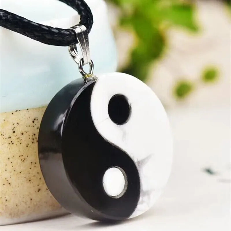 Yin Yang Necklace Pendant - Natural Stone Balance Symbol - Buddhist Jewelry | Buddhive