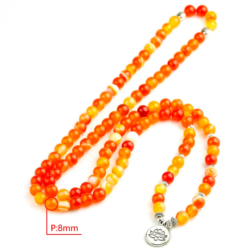 Carnelian Mala Necklace 108 Beads - Tibetan Buddhist Prayer Beads for Meditation | Buddhive