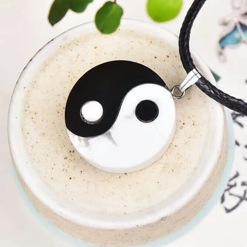 Yin Yang Necklace Pendant - Natural Stone Balance Symbol - Buddhist Jewelry | Buddhive
