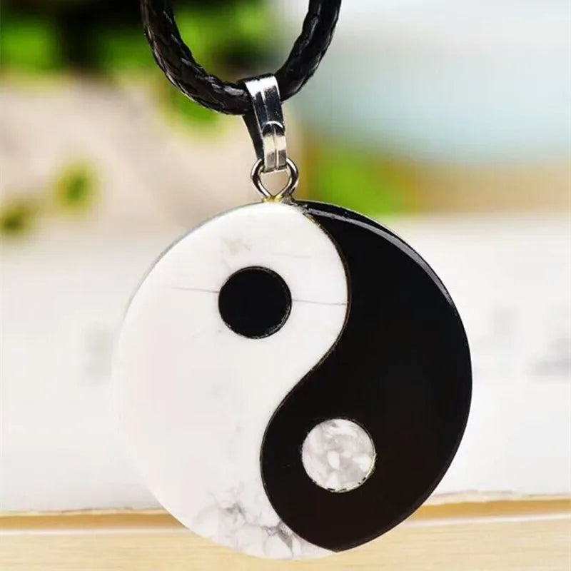 Yin Yang Necklace Pendant - Natural Stone Balance Symbol - Buddhist Jewelry | Buddhive