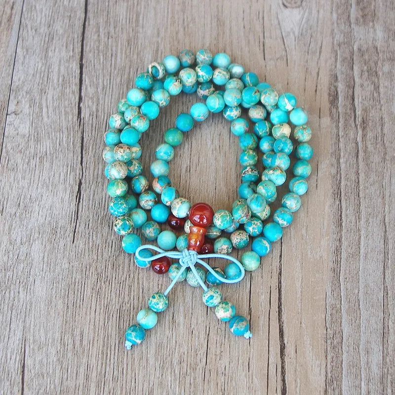 Tibetan Turquoise Mala Beads Bracelet - Authentic Buddhist Prayer Beads - Meditation | Buddhive