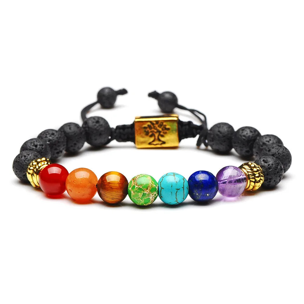 7 Chakra Bracelet Lava Stone Tree of Life - Natural Gemstone Balance | Buddhive