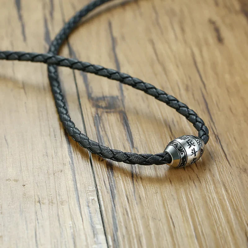 Black Mantra Buddhist Necklace Stainless Steel Charm | Spiritual Jewelry | Buddhive