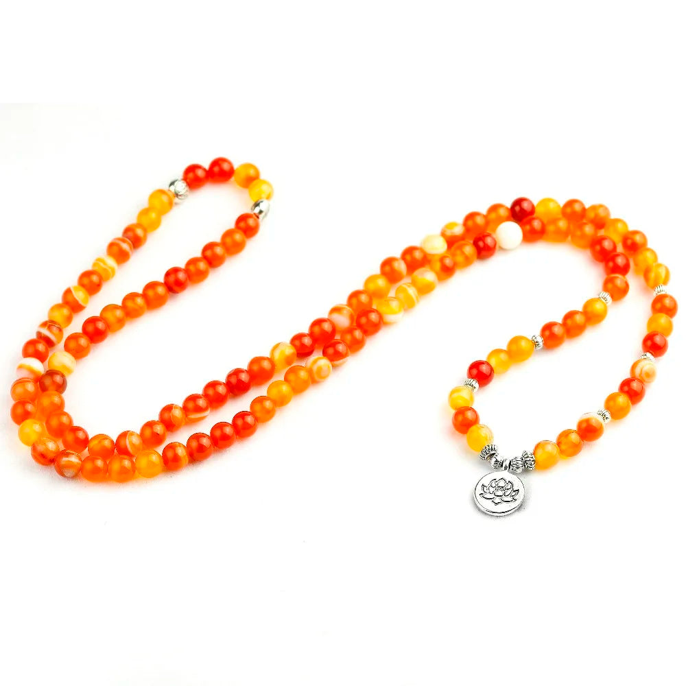 Carnelian Mala Necklace 108 Beads - Tibetan Buddhist Prayer Beads for Meditation | Buddhive