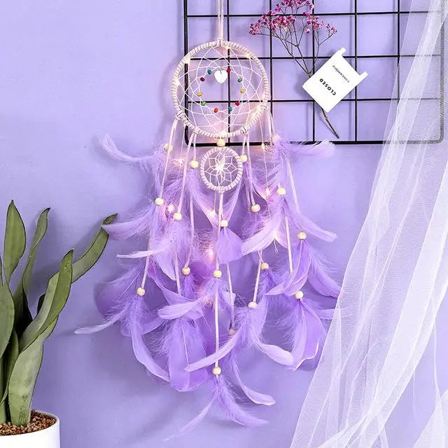 Purple White Dreamcatcher - Handwoven Willow with Floral Design - Boho Spiritual Decor | Buddhive