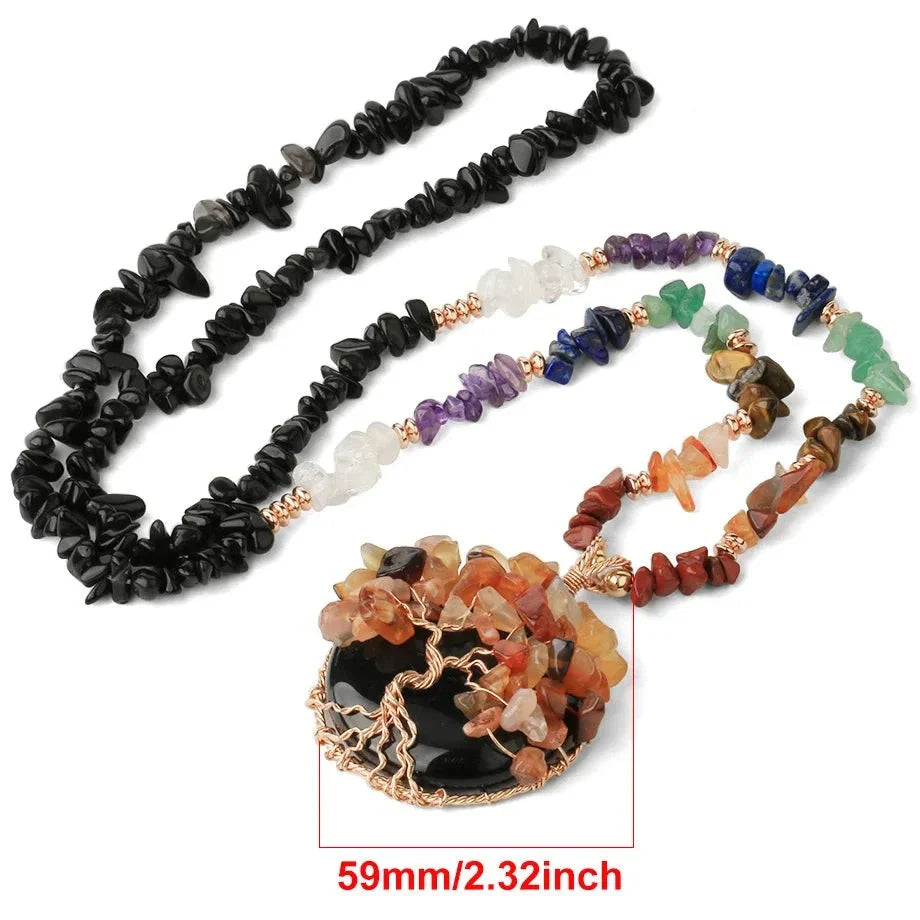 Tree of Life Necklace Multicolor Gemstone Copper Pendant | Buddhist Jewelry | Buddhive