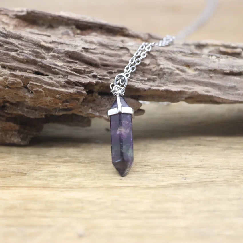 Hexagonal Stone Necklace - Natural Gemstone Pendant - Tiger's Eye & Obsidian | Buddhive
