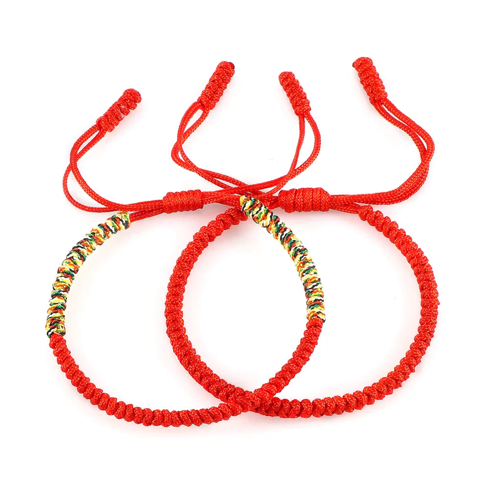 Buddhist Red String Bracelet - Double Wrap Adjustable Lace Design - Protection & Blessings | Buddhive