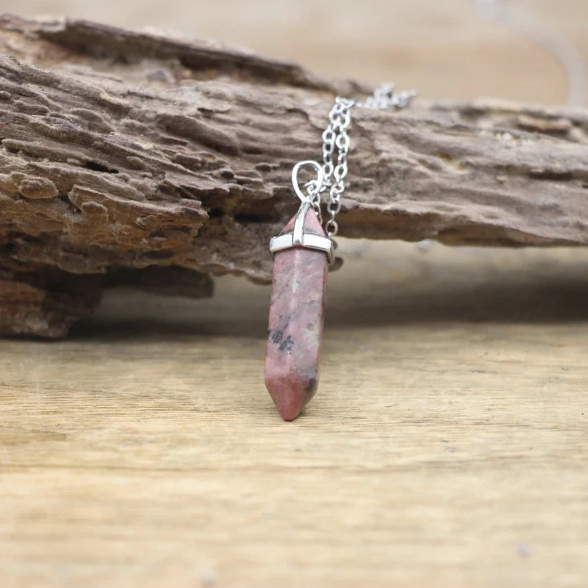 Hexagonal Stone Necklace - Natural Gemstone Pendant - Tiger's Eye & Obsidian | Buddhive