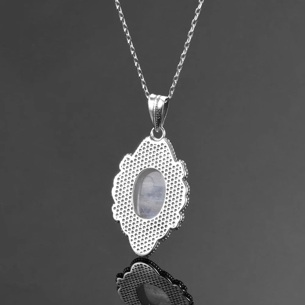 Moonstone Necklace Sterling Silver - Natural Gemstone Pendant for Balance & Intuition | Buddhive