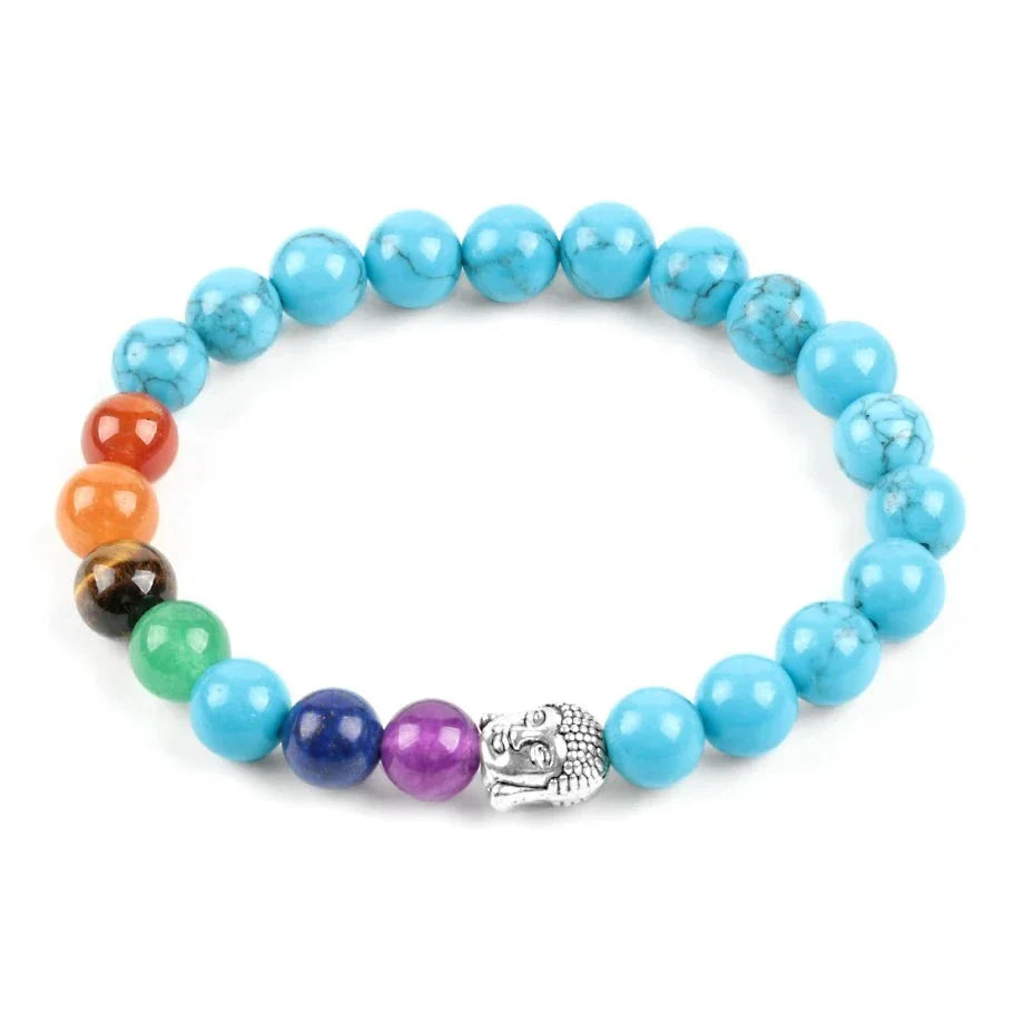 7 Chakra Bracelet with Buddha Head - Natural Stone Energy Healing Jewelry | Buddhive