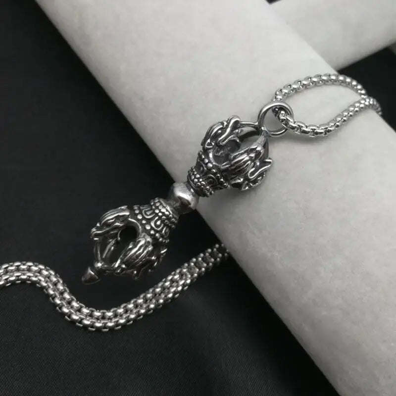 Buddhist Protection Amulet Stainless Steel Necklace - Spiritual Talisman Pendant | Buddhive