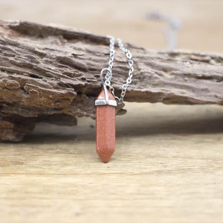 Hexagonal Stone Necklace - Natural Gemstone Pendant - Tiger's Eye & Obsidian | Buddhive