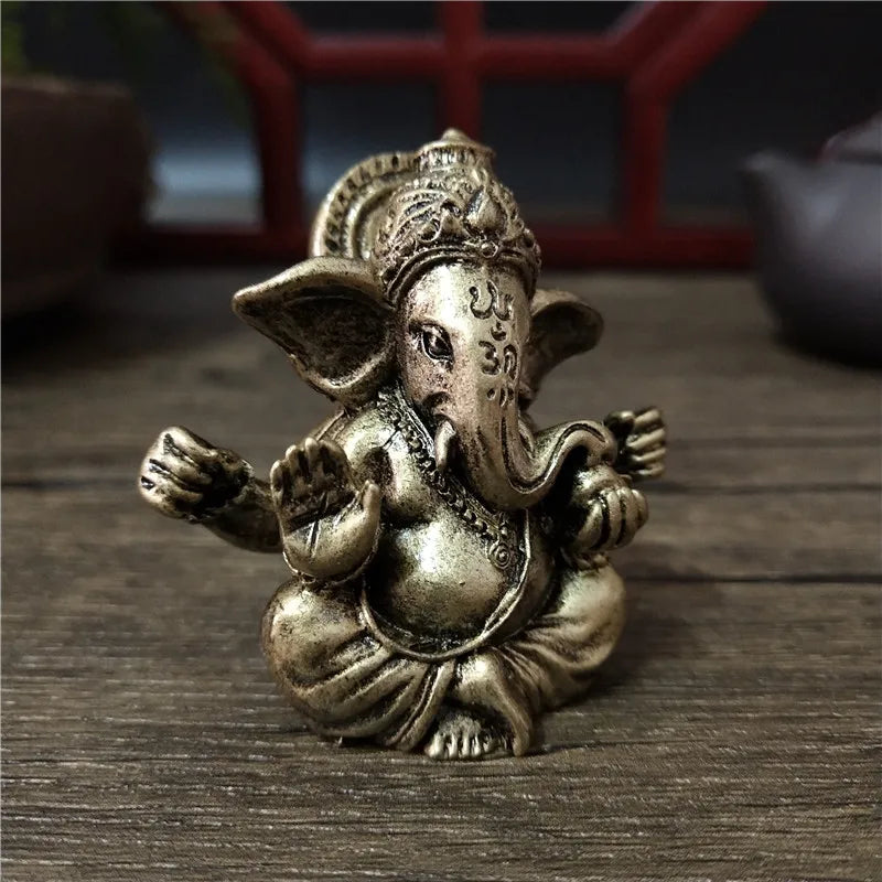 Ganesh Statue Resin Bronze Finish - Handcrafted Hindu Elephant God Figurine | Buddhive