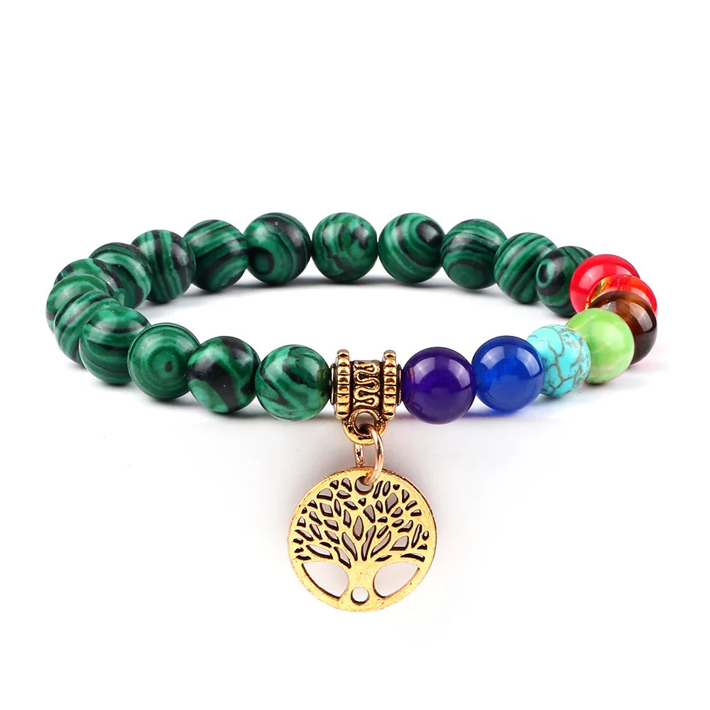 7 Chakra Bracelet Tree of Life Charm Natural Stone - Healing Energy & Balance | Buddhive
