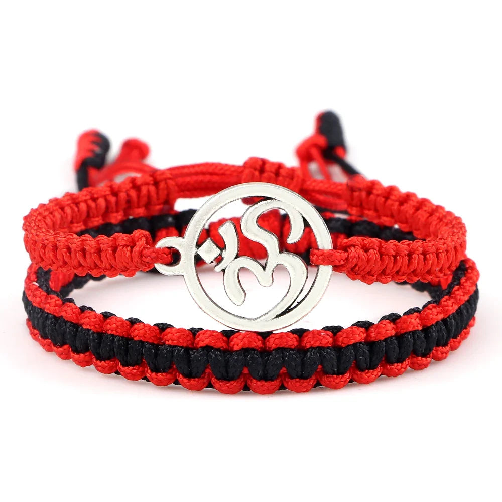 Red Om Bracelet Buddhist Lace Adjustable Spiritual Jewelry | Buddhive