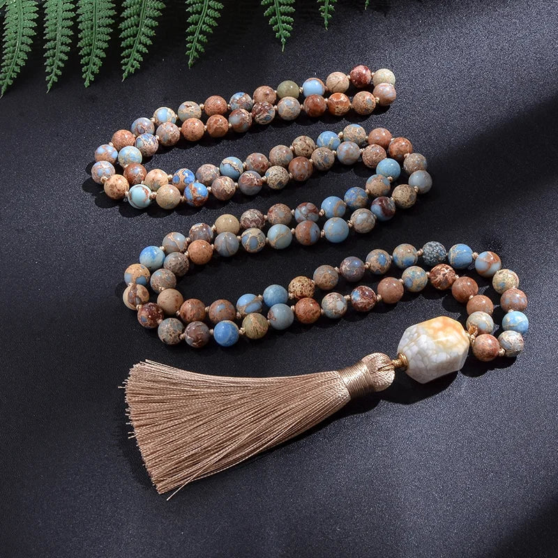 Tibetan Mala Beads Multi-Stone 108 Prayer Necklace - Natural Gemstone Meditation Japamala | Buddhive