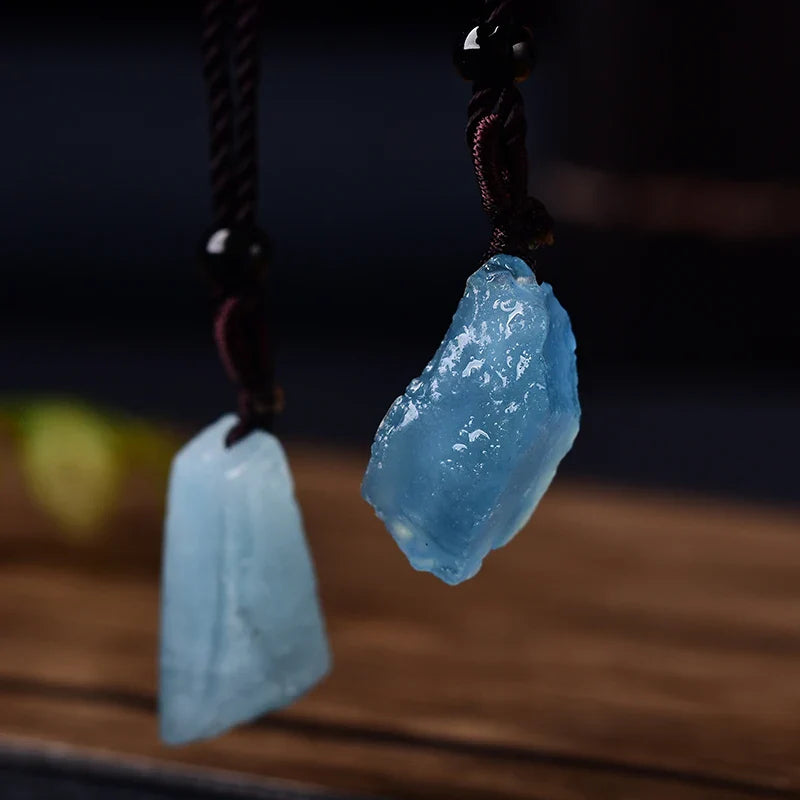 Blue Quartz Necklace - Natural Stone Buddhist Pendant - Healing Crystal Jewelry | Buddhive