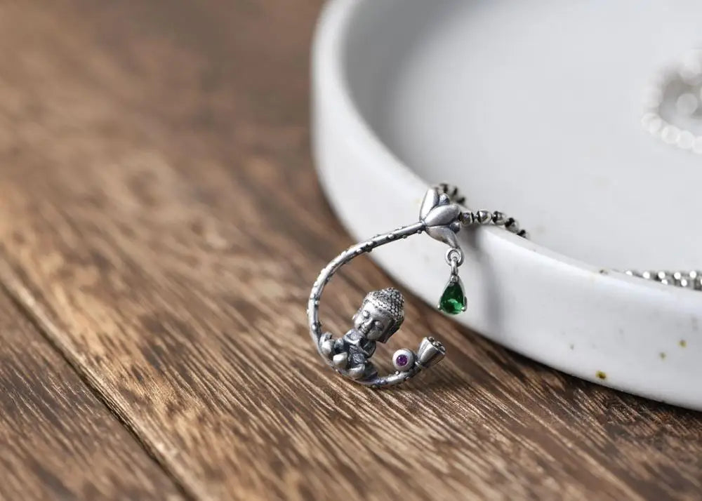 Buddha Pendant Sterling Silver Buddhist Deity - Spiritual Protection Necklace | Buddhive