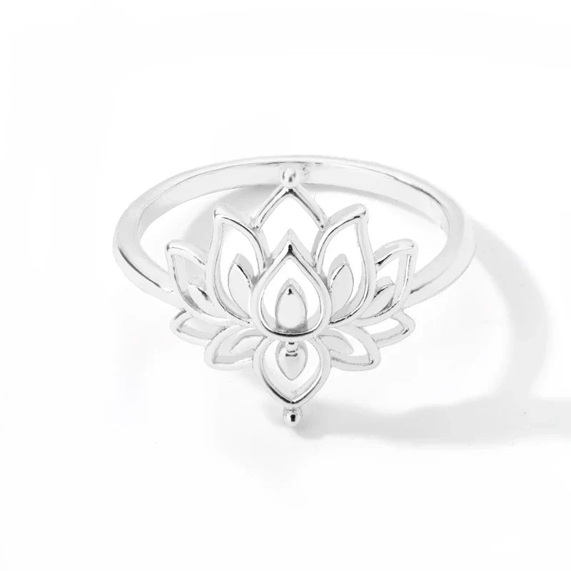 Lotus Ring Stainless Steel Buddhist Symbol - Elegant Spiritual Jewelry for Women | Buddhive