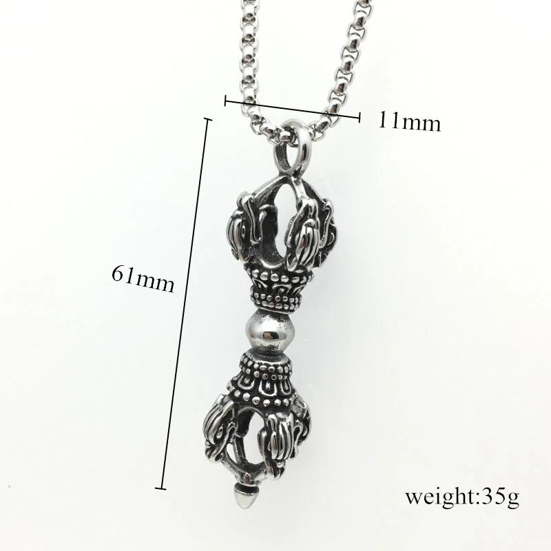 Buddhist Protection Amulet Stainless Steel Necklace - Spiritual Talisman Pendant | Buddhive