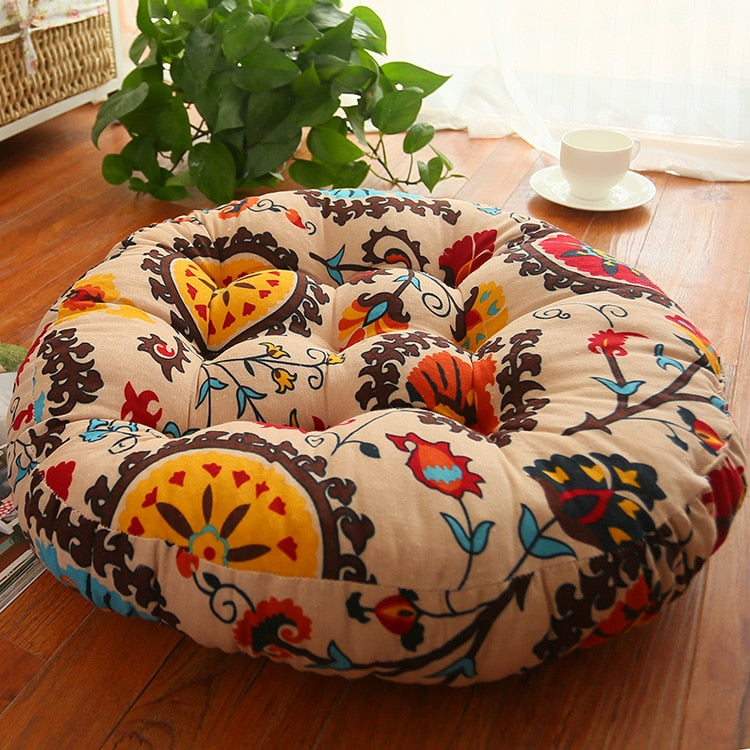 Tibetan Meditation Cushion - Linen Zafu Floor Pillow 16x16 & 20x20 | Buddhive