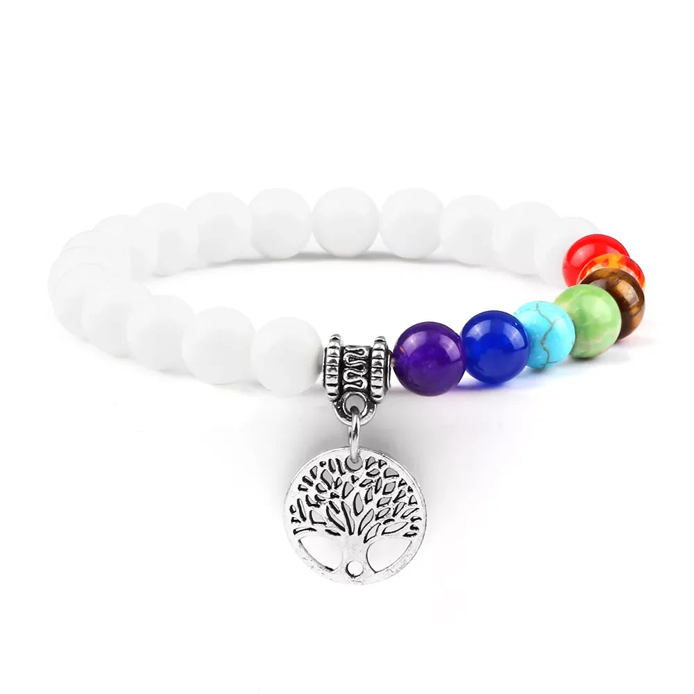7 Chakra Bracelet Tree of Life Charm Natural Stone - Healing Energy & Balance | Buddhive