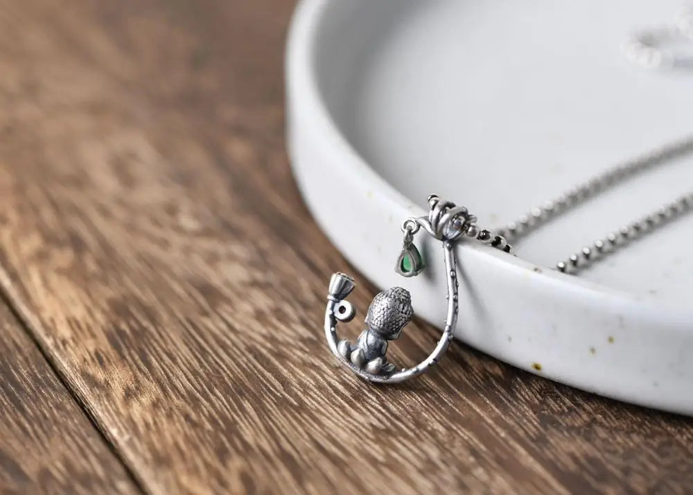 Buddha Pendant Sterling Silver Buddhist Deity - Spiritual Protection Necklace | Buddhive
