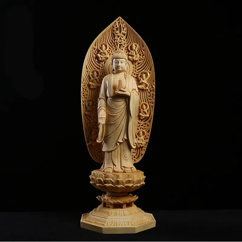 Buddha Statue Solid Wood Medicine Buddha 17 Inch Hand Carved Buddhist Figurine | Buddhive