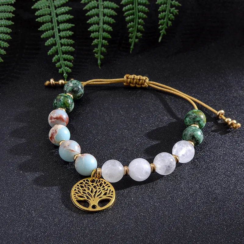 African Jade Necklace & Bracelet Set - Natural Stone Buddhist Jewelry | Buddhive
