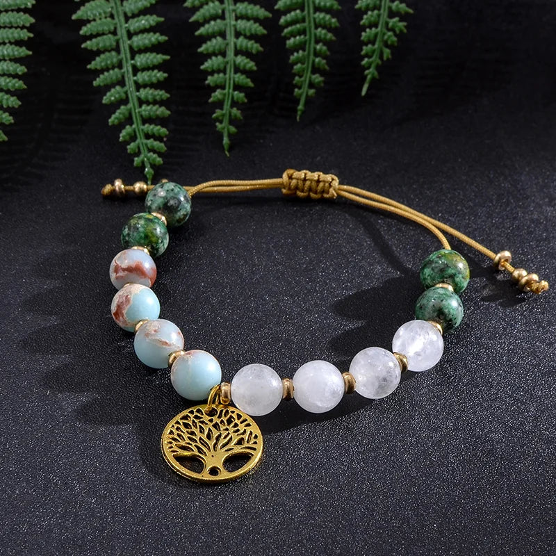 African Jade Necklace & Bracelet Set - Natural Stone Buddhist Jewelry | Buddhive