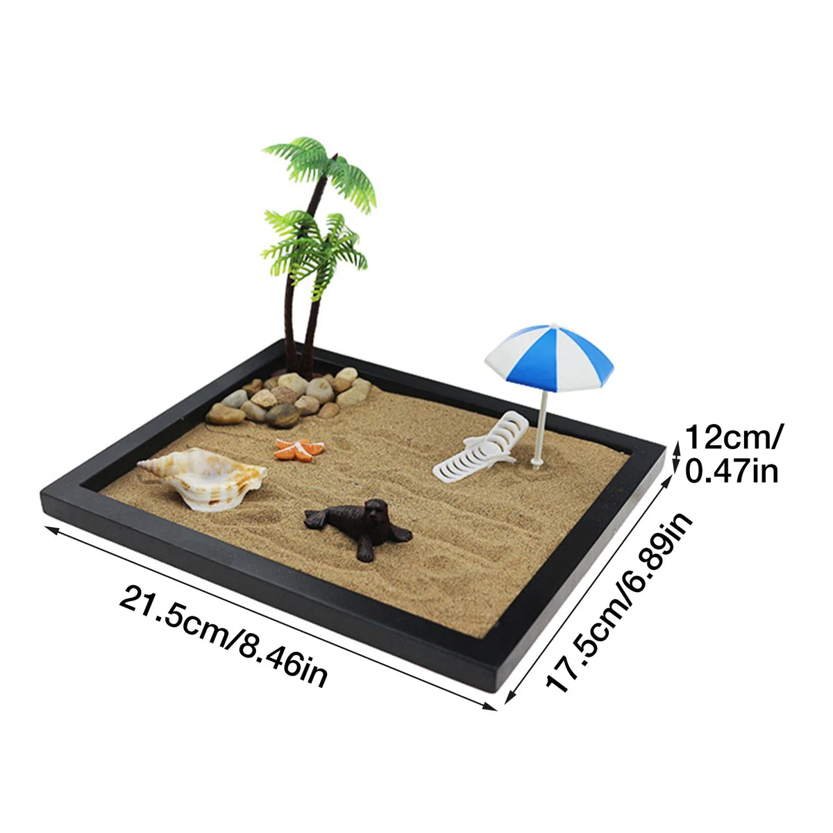 Mini Zen Garden Desktop Kit - Japanese Sand Garden with Accessories (8.5x7x0.5in) | Buddhive