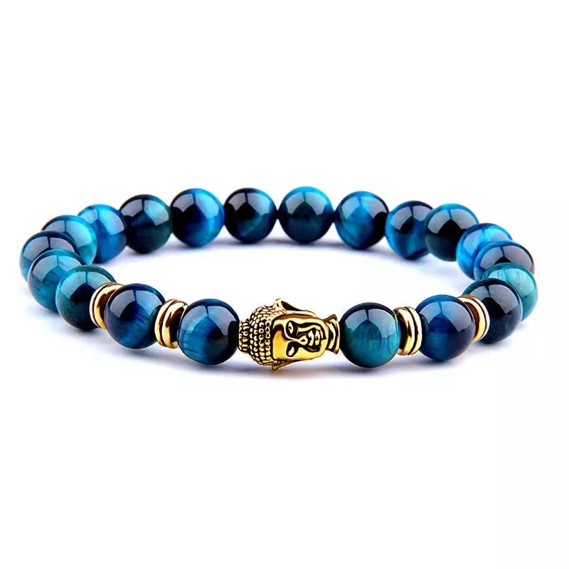 Blue Tiger Eye Buddha Bracelet - Handmade Gemstone Beads with Buddha Charm | Buddhive