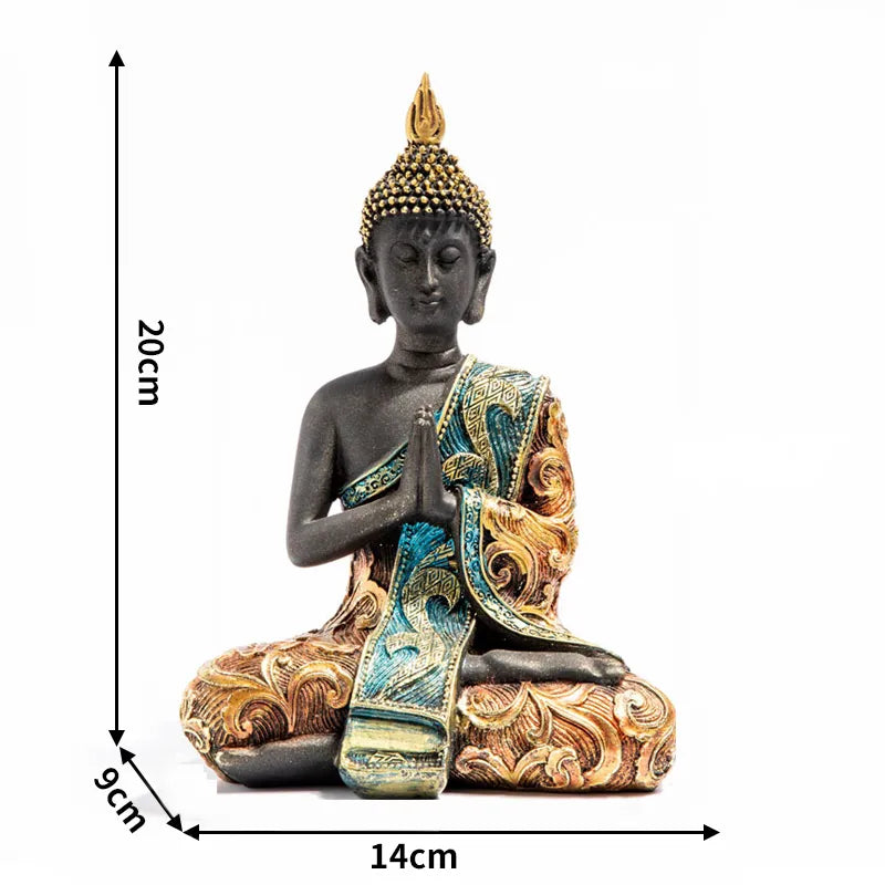 Thai Buddha Statue - Hand-Painted Black & Gold Resin - Traditional Thailand Style | Buddhive
