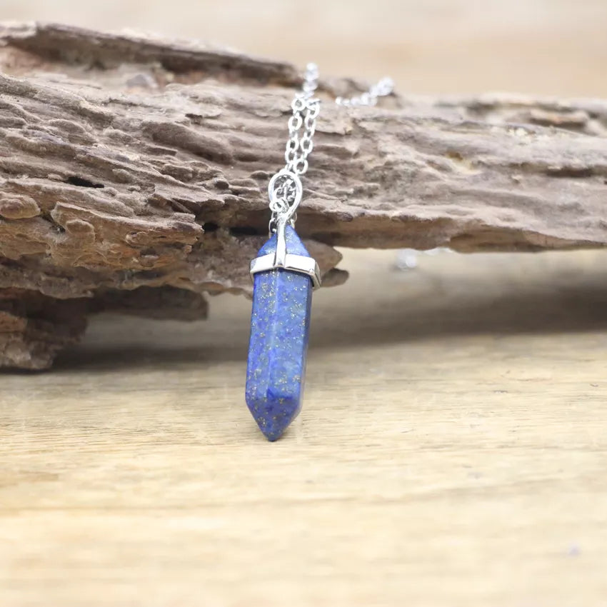 Hexagonal Stone Necklace - Natural Gemstone Pendant - Tiger's Eye & Obsidian | Buddhive