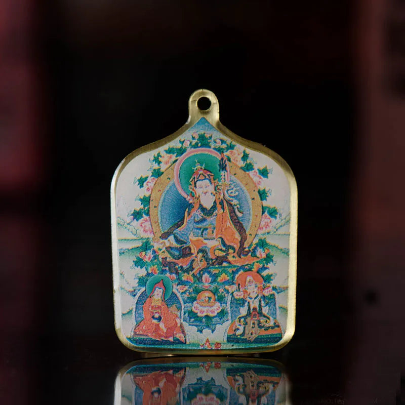Tibetan Buddhist Amulet Pendant - Rectangle Solitaire Sacred Talisman | Buddhive