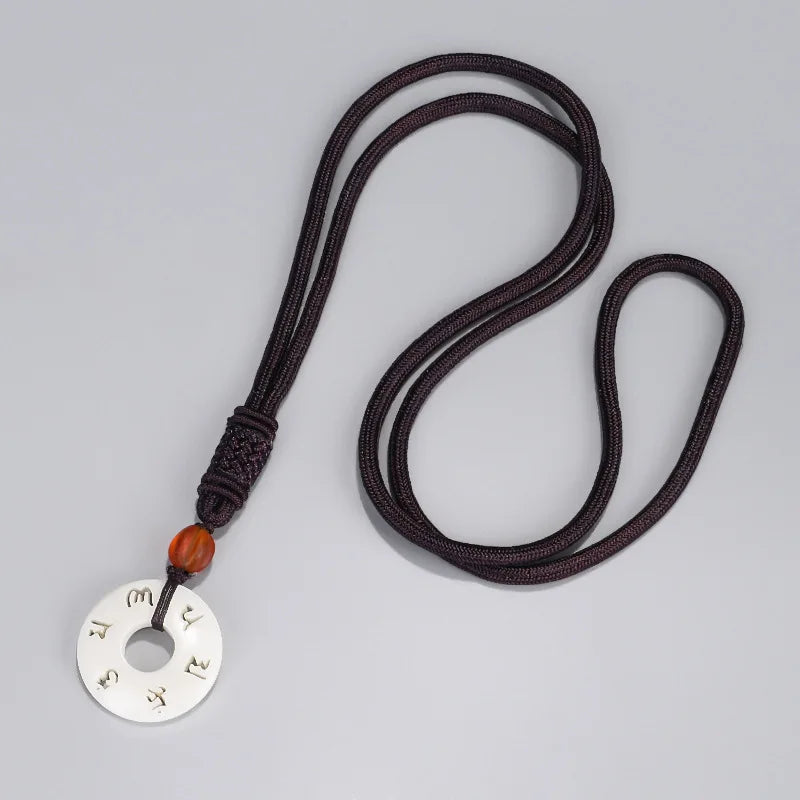 Tibetan Pendant Necklace Natural Stone Ivory Color Buddhist Jewelry | Buddhive