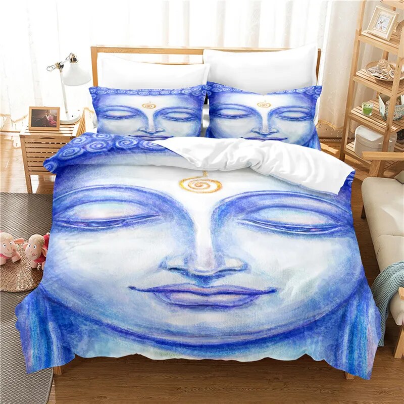 Buddha Head Duvet Cover Set - 3D Printed Microfiber Bedding - Zen Bedroom Decor | Buddhive