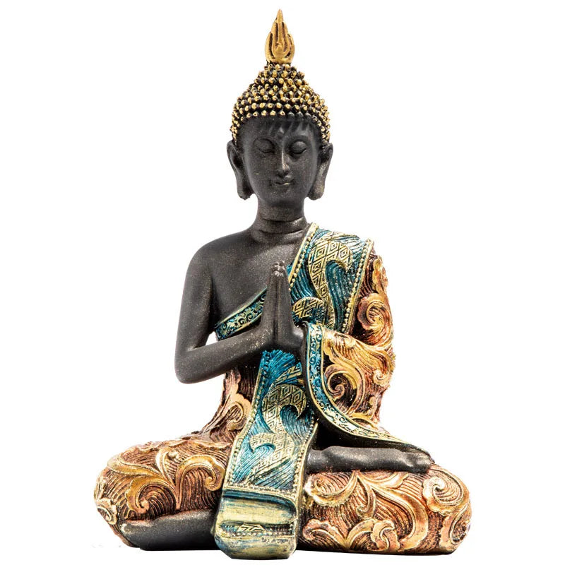 Thai Buddha Statue - Hand-Painted Black & Gold Resin - Traditional Thailand Style | Buddhive