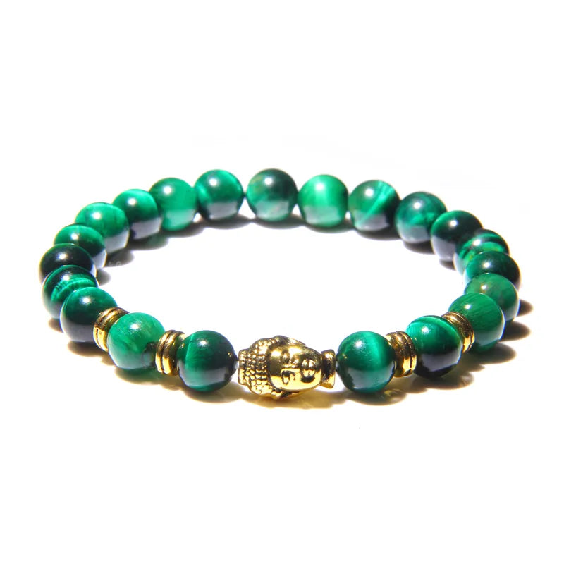 Blue Tiger Eye Buddha Bracelet - Handmade Gemstone Beads with Buddha Charm | Buddhive