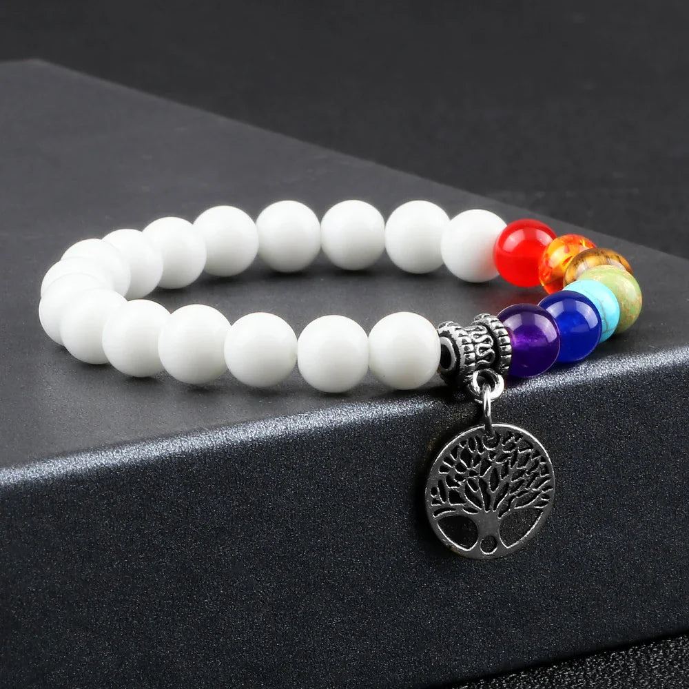 7 Chakra Bracelet Tree of Life Charm Natural Stone - Healing Energy & Balance | Buddhive