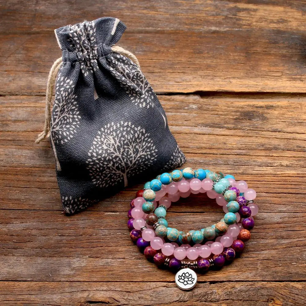 Tibetan Quartz Mala Beads Bracelet - 8mm Natural Stone - Meditation Prayer Jewelry | Buddhive