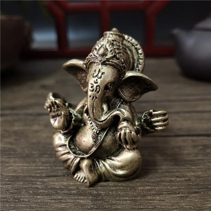 Ganesh Statue Resin Bronze Finish - Handcrafted Hindu Elephant God Figurine | Buddhive