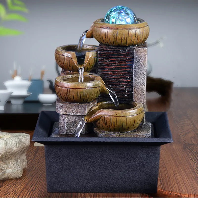 Desktop Zen Fountain - Resin Water Fountain with Buddha - Meditation & Office Decor | Buddhive