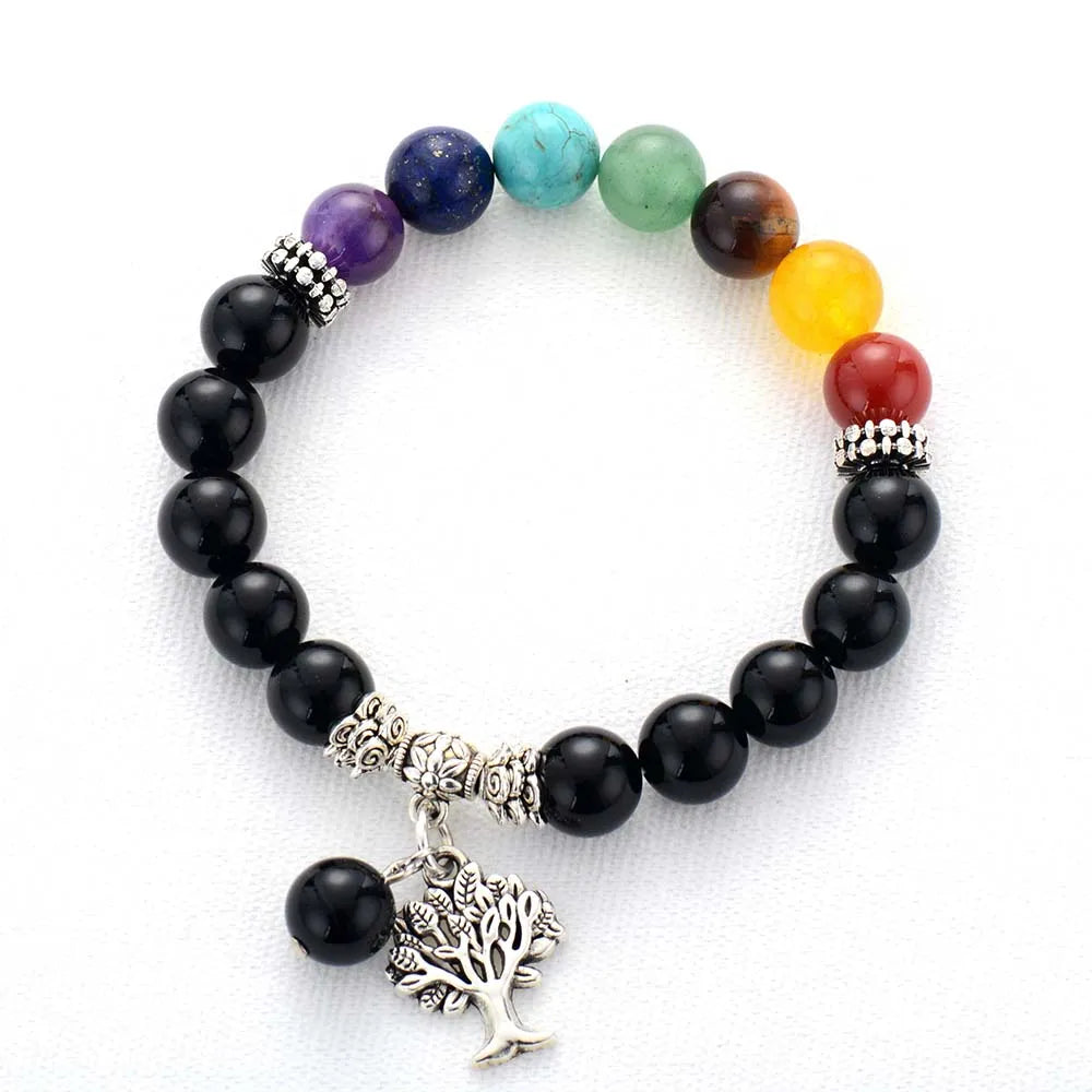 7 Chakra Bracelet with Tree of Life | Natural Stone Beaded Energy Healing Jewelry | Buddhive