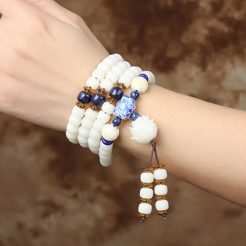 Tibetan Mala Beads White Stone 108 Prayer Beads - Meditation & Mantra Practice | Buddhive