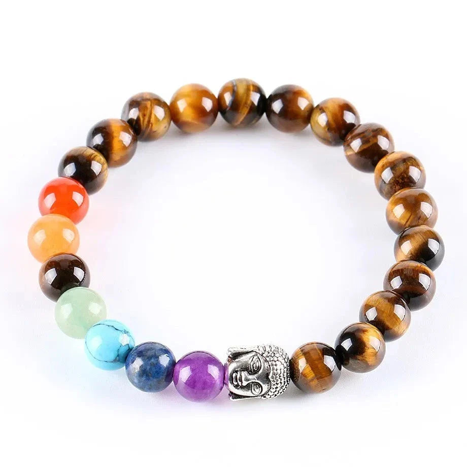 7 Chakra Bracelet with Buddha Head - Natural Stone Energy Healing Jewelry | Buddhive
